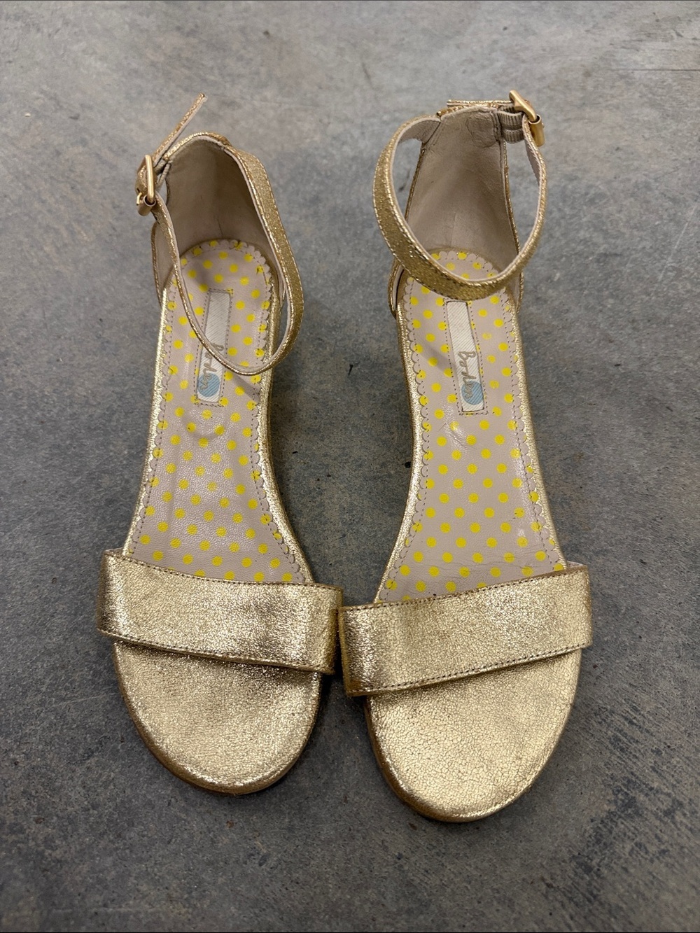 Boden Gold Metallic Ankle-Strap Sandals